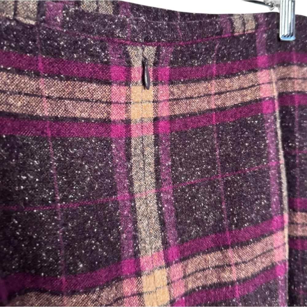 NORTON MCNAUGHTON VINTAGE WOOL BLEND PLAID FRINGE MIDI SKIRT SZ 14 - Picture 6 of 7